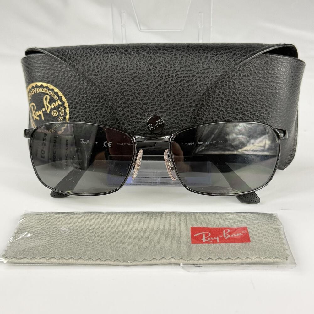 Ray-Ban RB3534 002 Sunglasses Black Square Mens 59-17-135mm FRAMES ONLY & Case